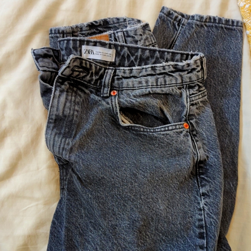 Zara grey/black momfit jeans, sz12
